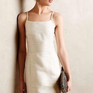 Anthropologie Paper Crown gold ivory holiday dress